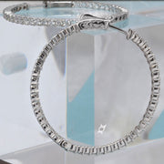 2.50 Carat Round Cut Diamond Inside Out 36mm Hoop Earrings