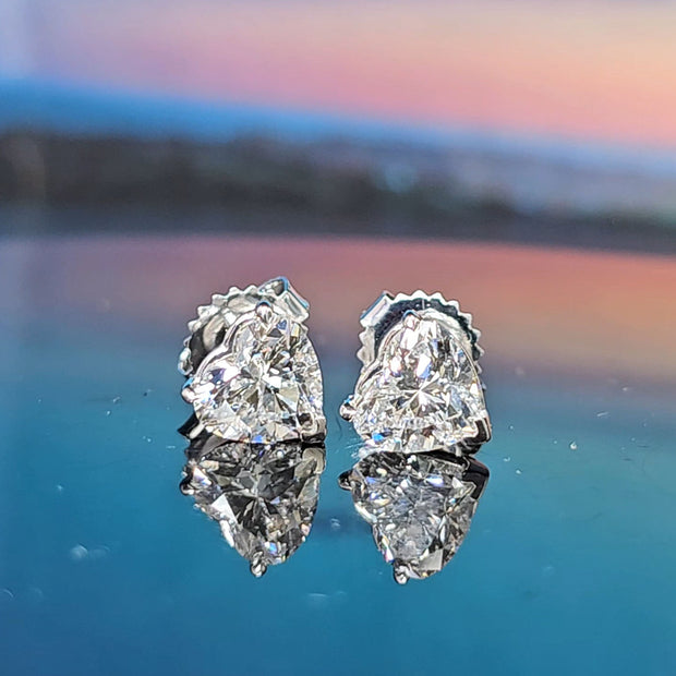 Lab Grown Heart Shape Stud Earrings