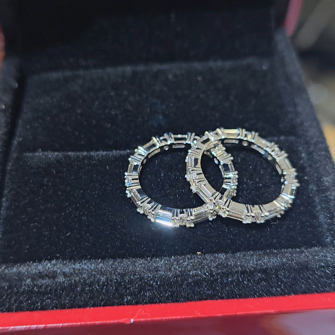 1.50 Ct Baguette & Round Diamond Eternity Ring F-G Color VS1 Clarity