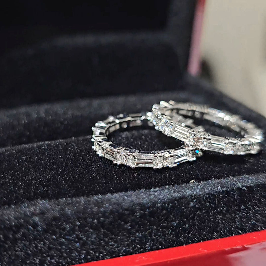 1.50 Ct Baguette & Round Diamond Eternity Ring F-G Color VS1 Clarity