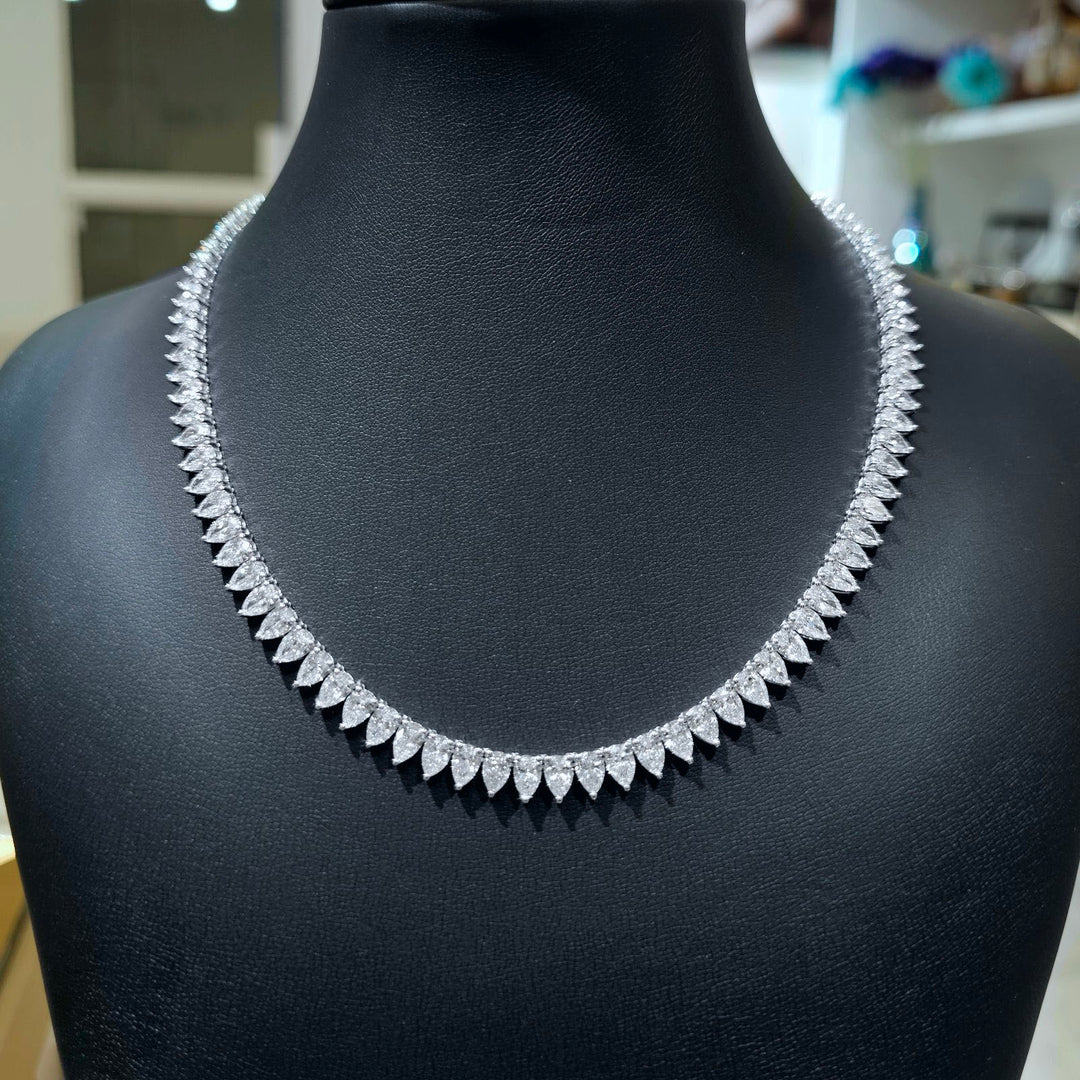 Pear Cut Tennis Necklace - 36 Ctw Lab Grown Diamonds