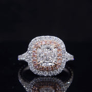 3.85 Ct Pink Diamond Halo Cushion Engagement Ring G Color SI1 GIA Certified