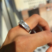 4.00 Ctw. Men's Princess Cut Tension Set Diamond Ring G Color VS1 GIA Certified