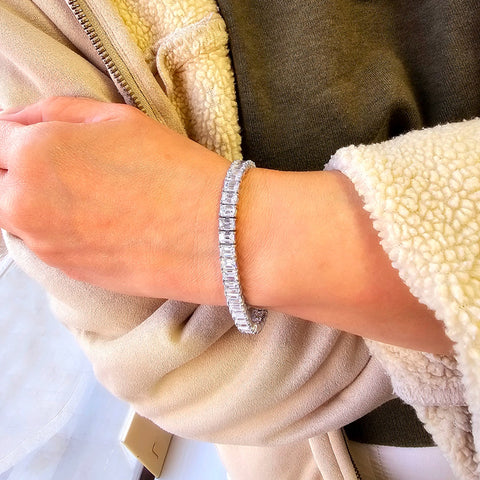 20 Carat Emerald Cut Diamond Tennis Bracelet Natural Earth Mined ALL GIA Certified