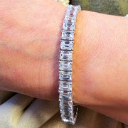 20 Carat Emerald Cut Diamond Tennis Bracelet Natural Earth Mined ALL GIA Certified