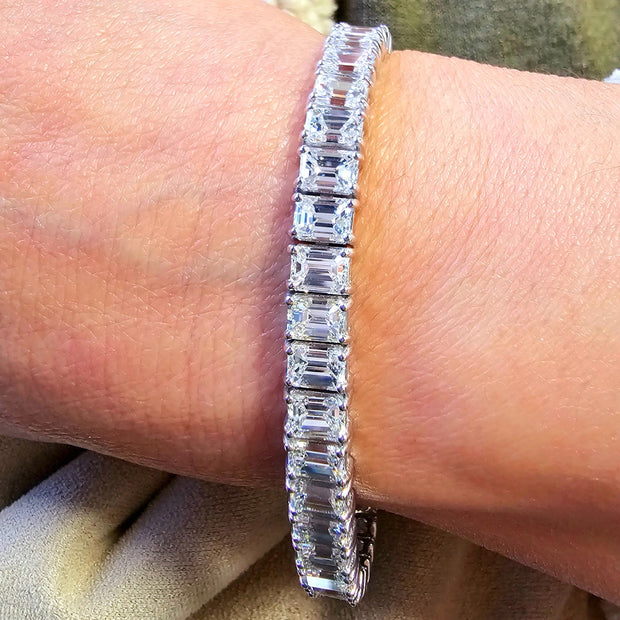 20 Carat Emerald Cut Diamond Tennis Bracelet Natural Earth Mined ALL GIA Certified