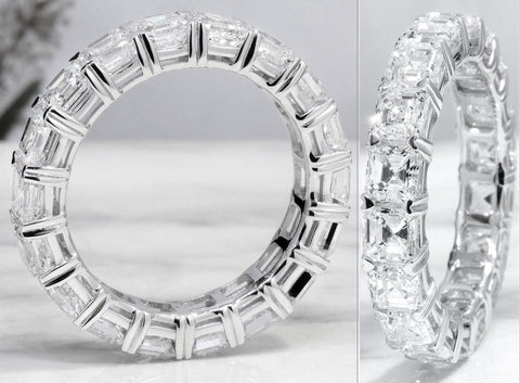 7.5 Carats Asscher Cut Eternity Band E-F Color VVS1-VS1 Clarity All GIA Certified