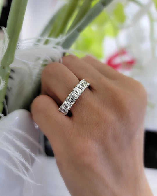 Lab Grown Diamond Emerald Cut Half Eternity Band