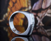 Lab Grown Men's Princess Cut 5 Stone Channel Set Ring 10mm IGI Certified