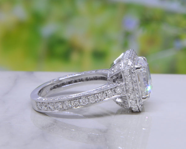 5.25 Ct Lux Asscher Halo Engagement Ring Set G Color VVS2 GIA Certified