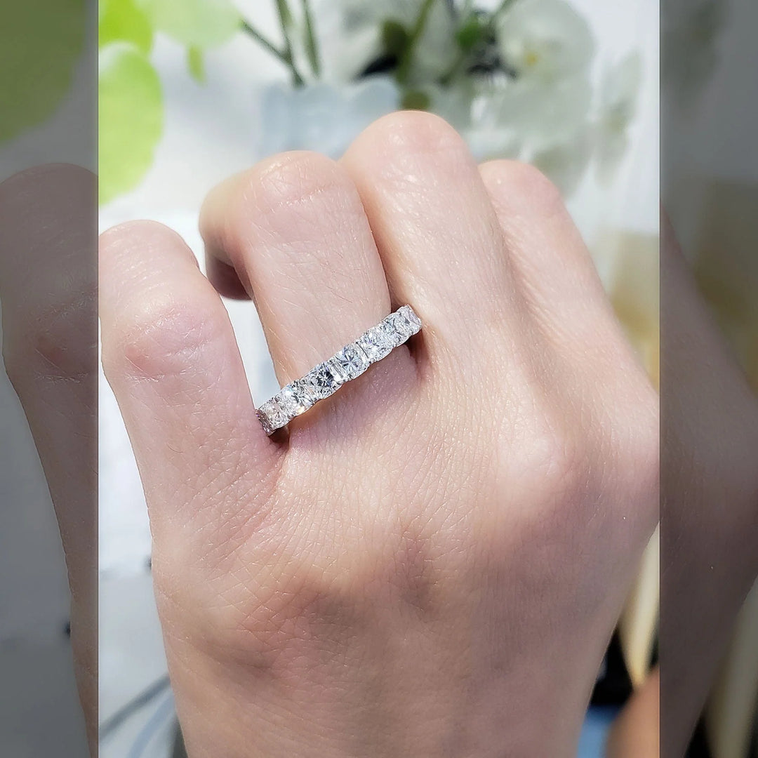 Lab Grown Cushion Cut Half Eternity Diamond Ring