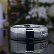 Lab Grown 8-Stone Princess Cut Diamond Channel Men's Ring 8mm (1.00 Ctw)