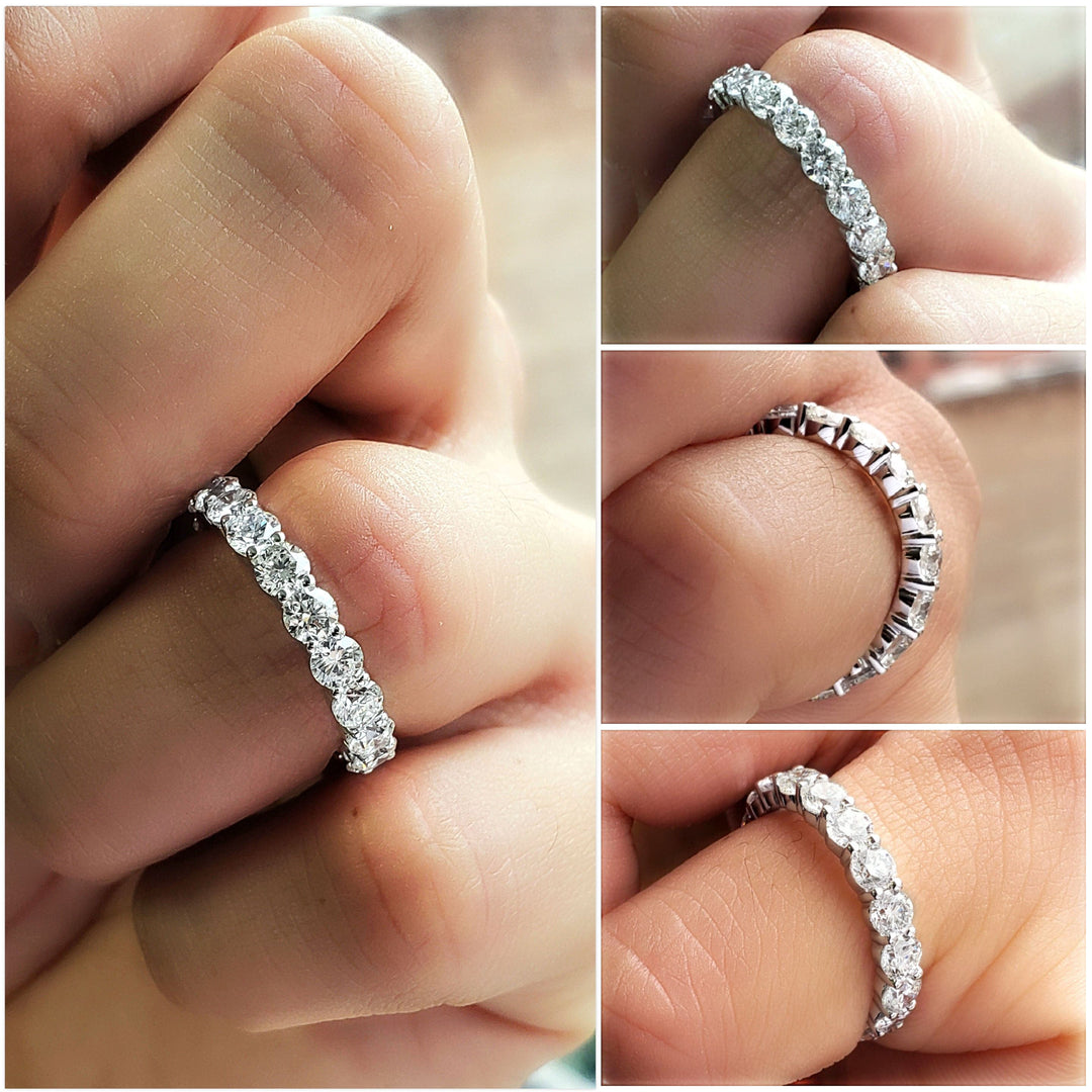 3 Ctw Round Cut Diamond Eternity Ring F-G Color VS1