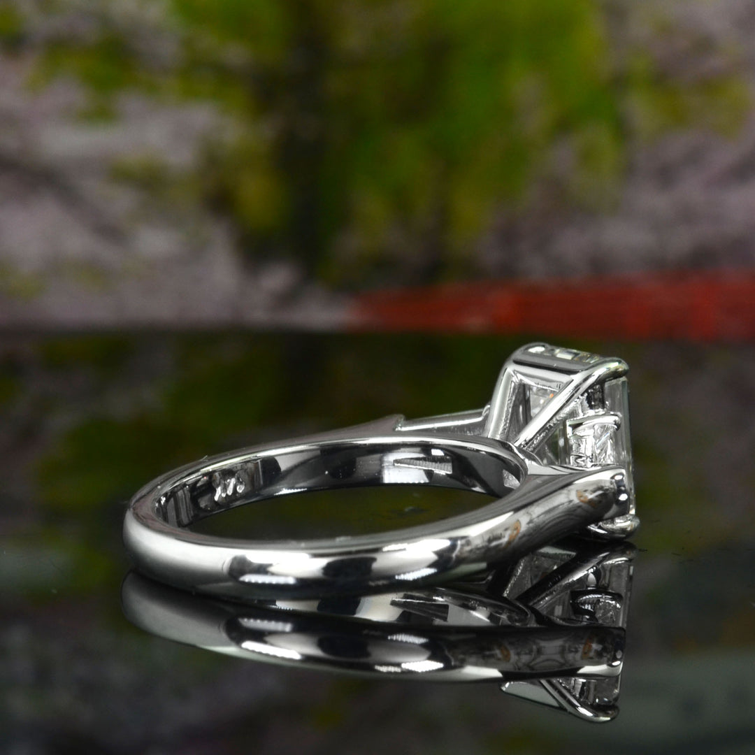 2.52 Ct. Emerald & Baguette Cut 3Stone Engagement Ring Set H Color VVS2 GIA