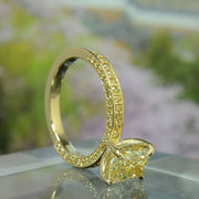 2.75 Ctw Canary Fancy Yellow Cushion with Pave Yellow Diamond Ring Flawless GIA