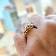 2.80 Ctw Canary Fancy Light Yellow Cushion & Trillion Cut Diamond Ring VS2 GIA