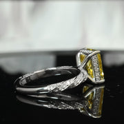 3.00 Ct. Hidden Halo Canary Fancy Yellow Radiant Cut Engagement Ring VS1 GIA Certified