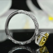 3.50 Ct. Hidden Halo Canary Fancy Yellow Radiant Cut Engagement Ring VVS1 GIA Certified