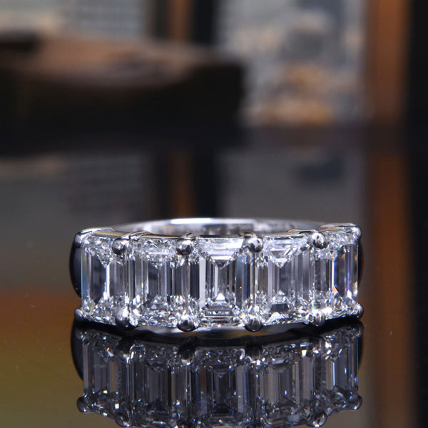 Lab Grown 5 Stone Emerald Cut Diamond Ring