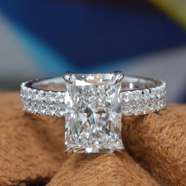 2.30 Ctw Radiant Cut Hidden Halo Two Row Engagement Ring G Color VS2 GIA Certified