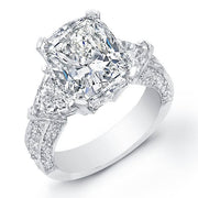 Lab Grown Cushion Cut Hidden Halo Three-Stone Ring F VS1 IGI Certified 4.20 Ctw