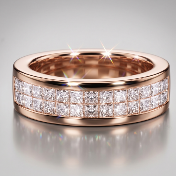 Lab Grown Princess Cut Invisible Set Men's Band Wedding Ring (2.35 Ctw)