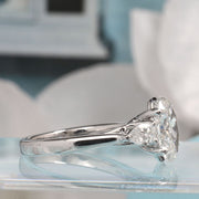 oval cut with pear cut diamond 3 stone ring side3 view
