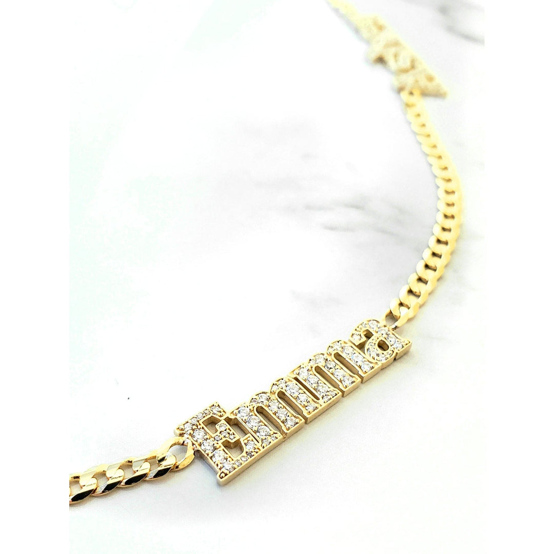 Diamond Name Necklace Cuban Curb Chain Custom Made