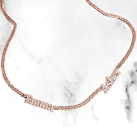 Diamond Name Necklace Cuban Curb Chain Custom Made