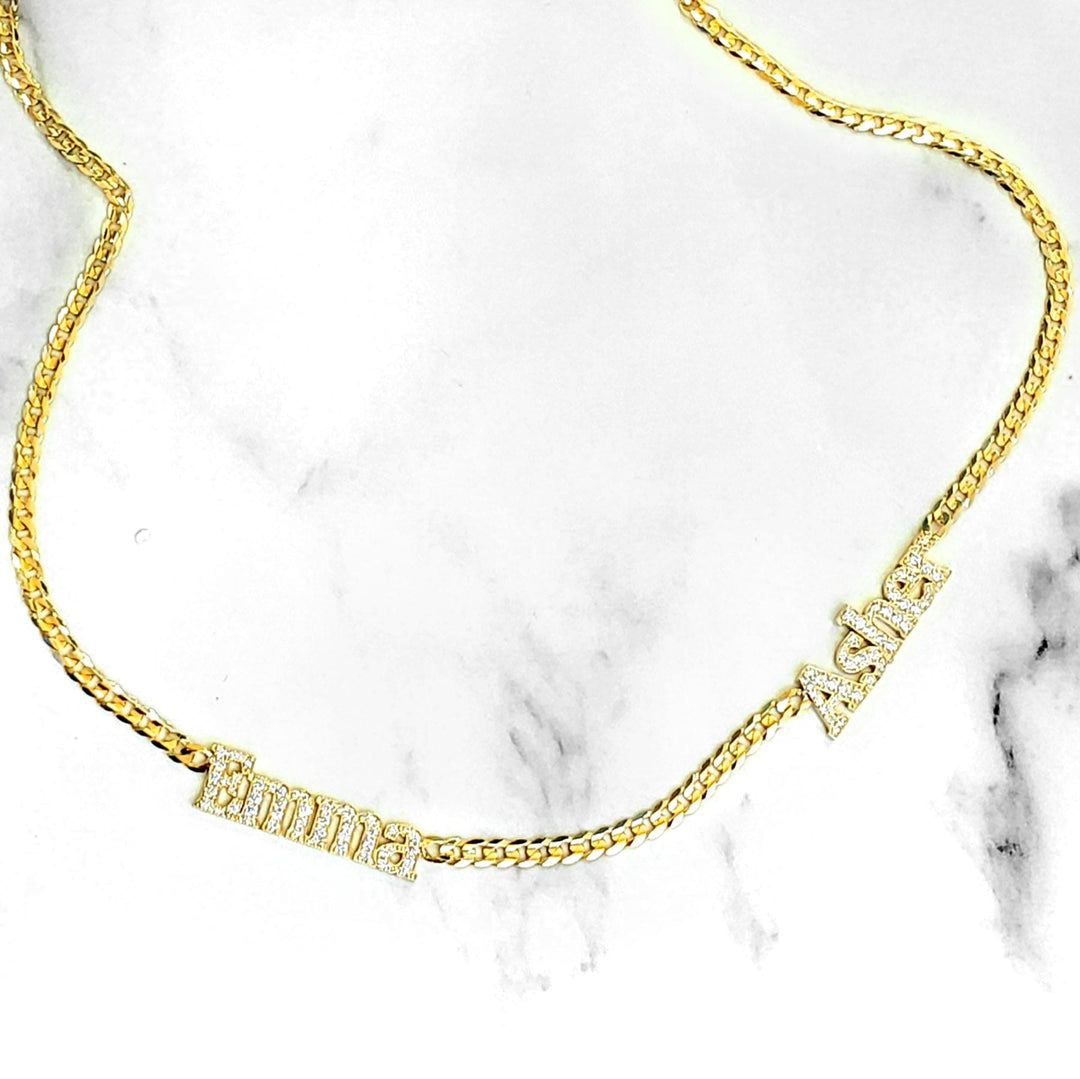 Diamond Name Necklace Cuban Curb Chain Custom Made