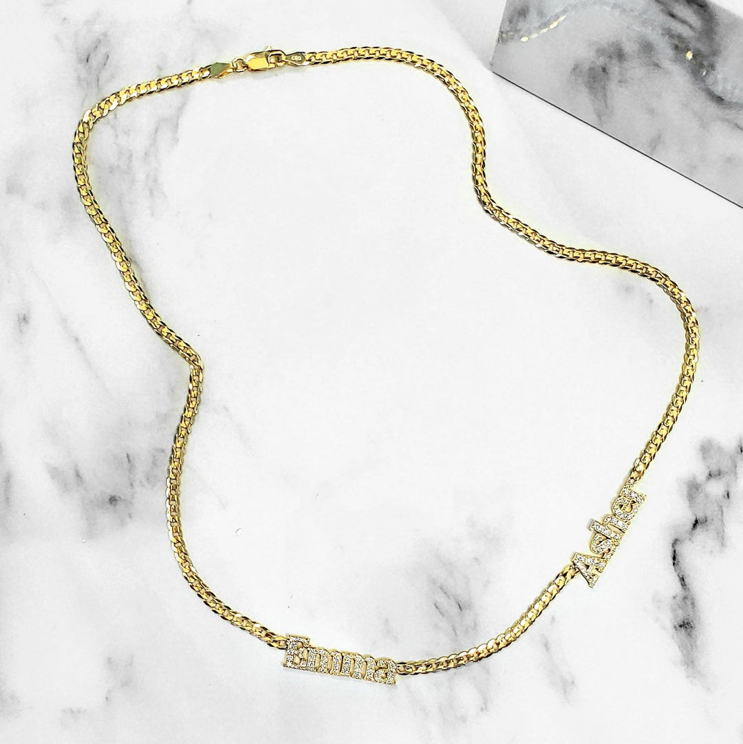 Diamond Name Necklace Cuban Curb Chain Custom Made