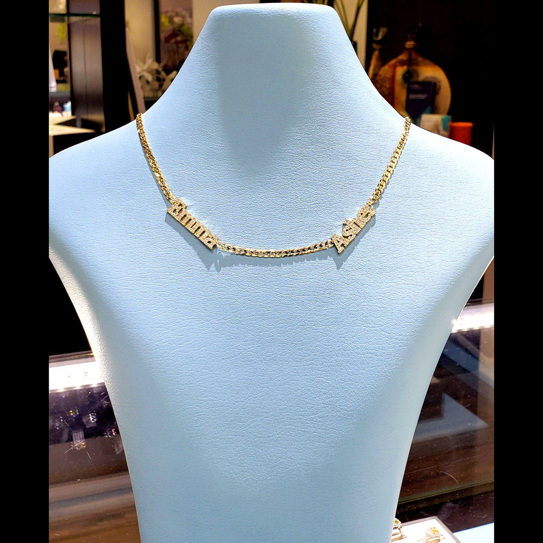 Diamond Name Necklace Cuban Curb Chain Custom Made