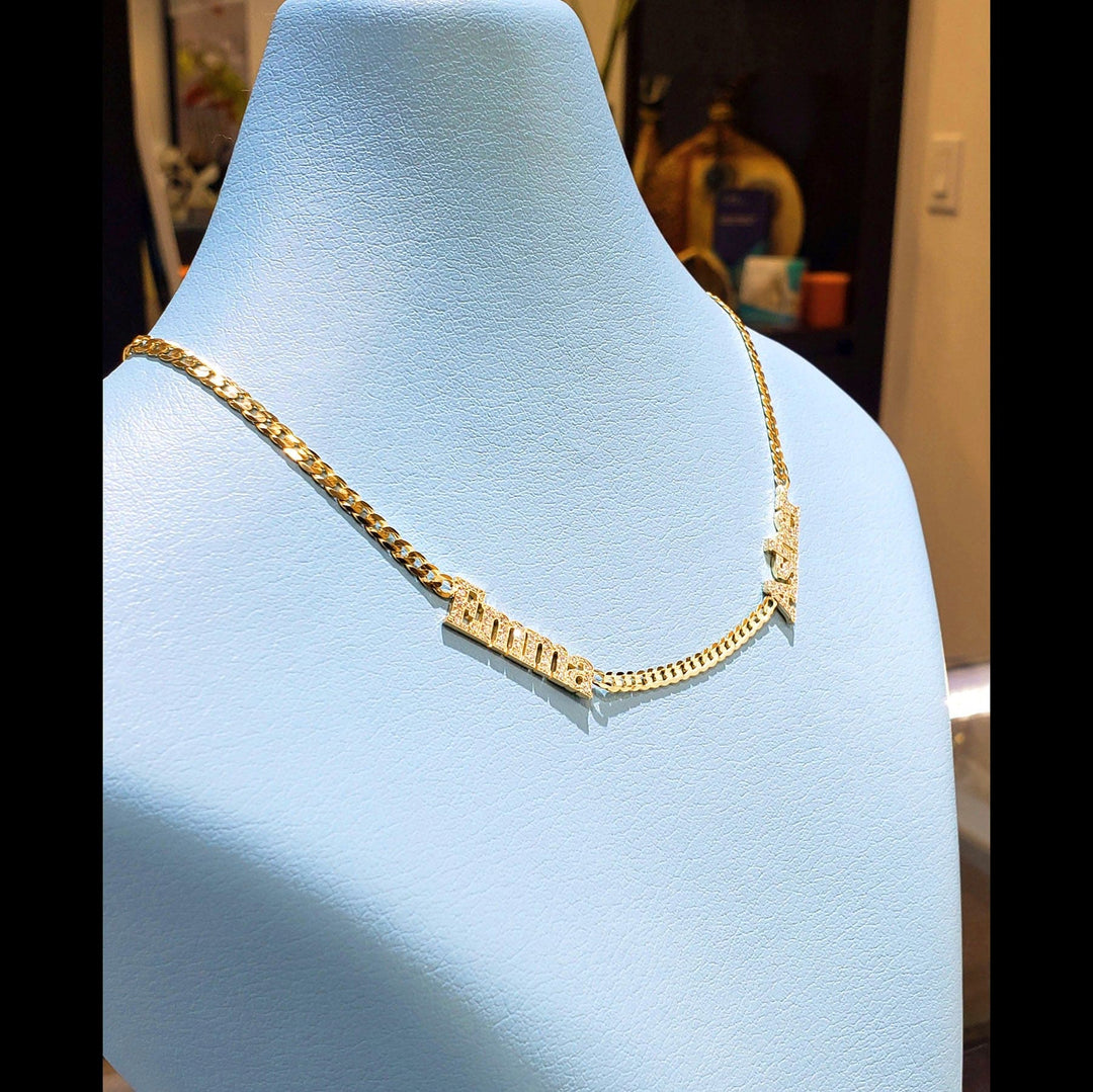 Diamond Name Necklace Cuban Curb Chain Custom Made