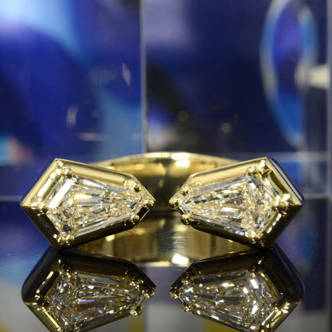 1.40 Ctw. Unique Men's 2 Stone Kite Shape Diamond Ring