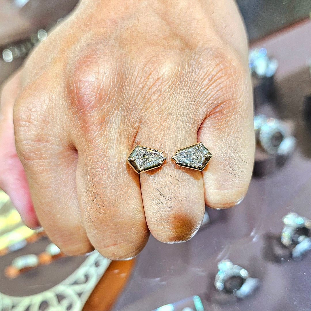 1.40 Ctw. Unique Men's 2 Stone Kite Shape Diamond Ring