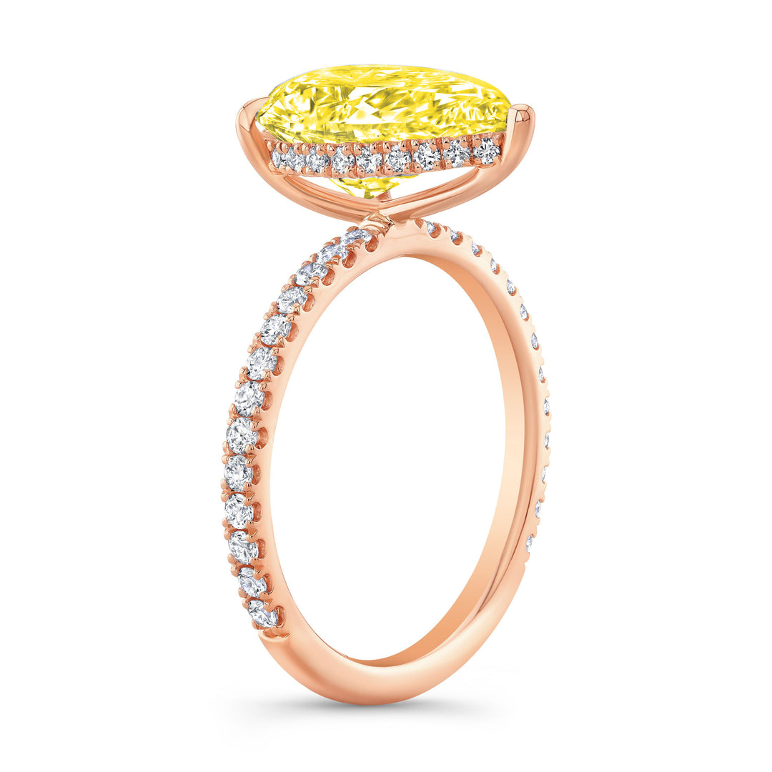 2.30 Ctw Hidden Halo Pear Cut Fancy Light Yellow Diamond Ring VS2 GIA