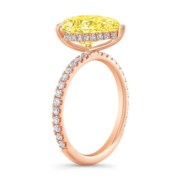 3.30 Ctw Hidden Halo Pear Cut Fancy Yellow Diamond Ring VS2 GIA