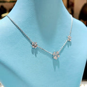 Three Flower Diamond Pave Necklace