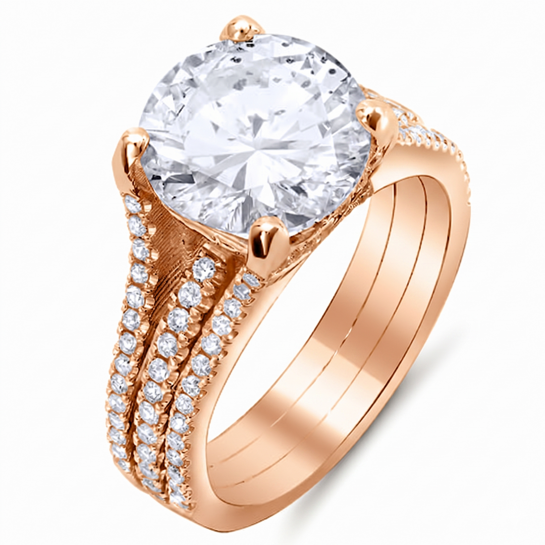 4.20 Ctw Split Shank Engagement Ring I Color VS2 GIA Certified 3X