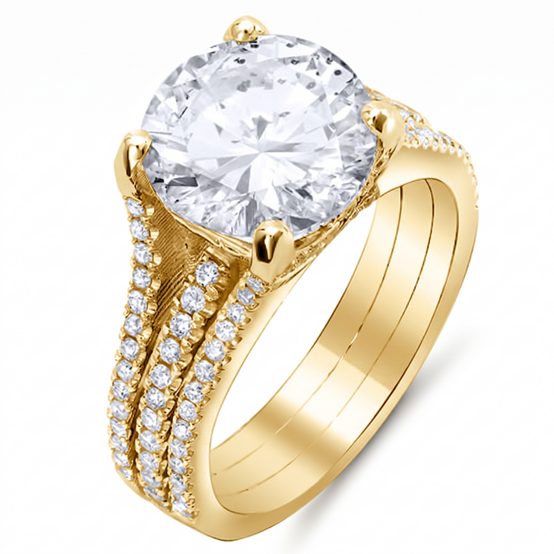 4.20 Ctw Split Shank Engagement Ring I Color VS2 GIA Certified 3X