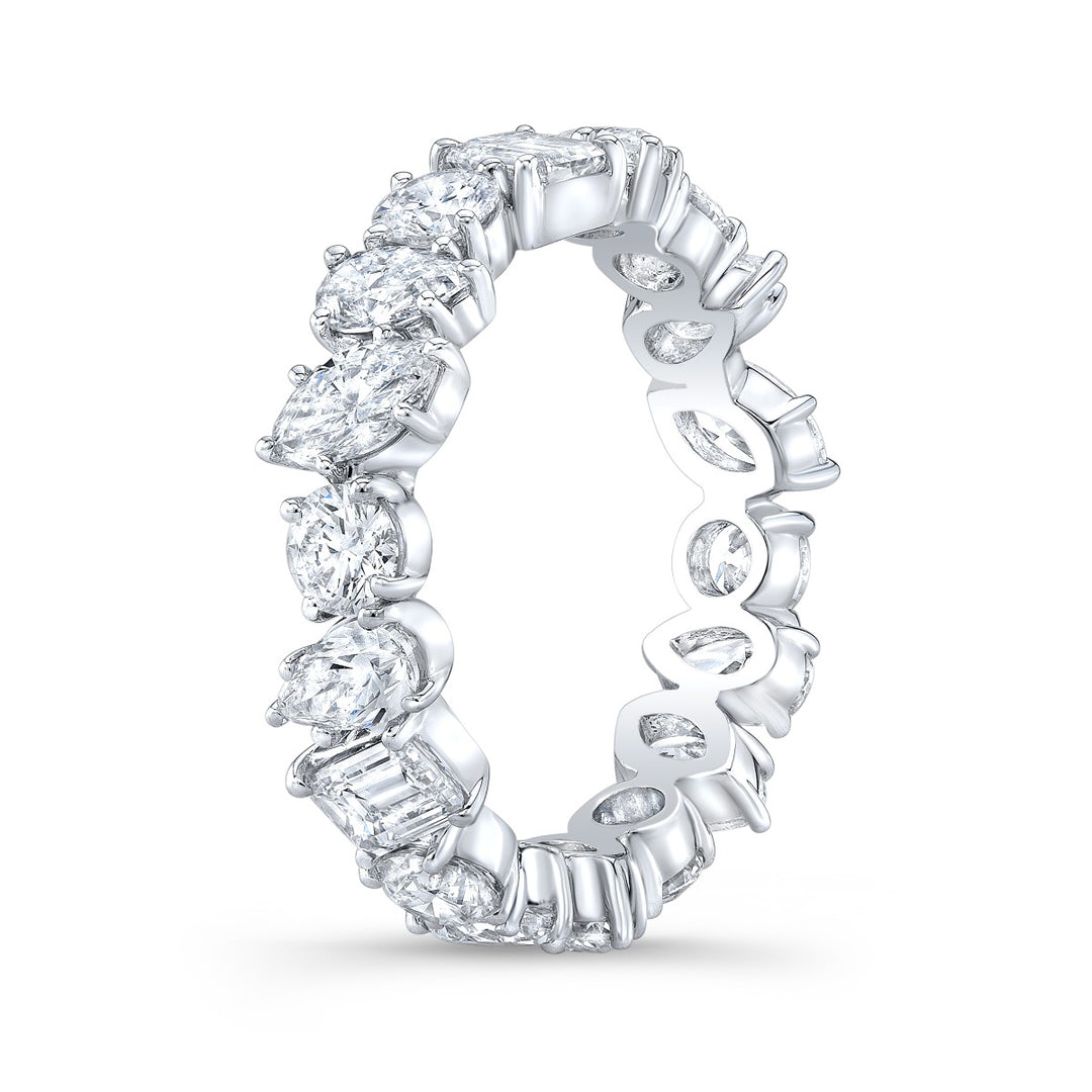 mixed shape diamond eternity band Profile View