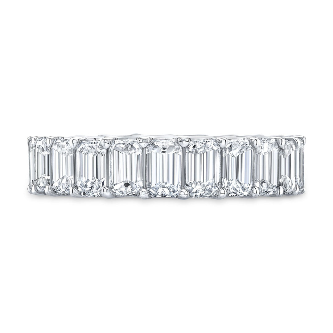 4 Carats Low Profile Emerald Cut Eternity Band Setting F-G Color VS1 Clarity