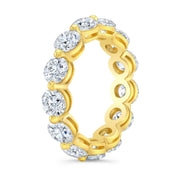 Floating Eternity Band Round Cut Shared Prongs Yellow Side View