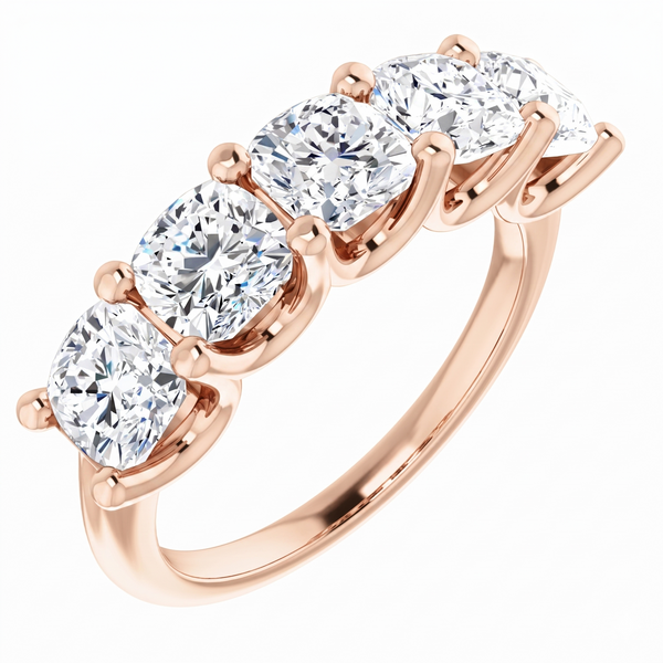 Lab Grown Diamond Cushion Cut 5-Stone Ring F, VS1 IGI Certified