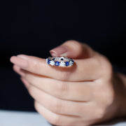 Lab Grown Diamond & Alternating Blue Sapphire Eternity Band