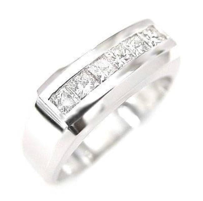Lab Grown Princess Cut 6-Stone Channel Men's Ring 8mm
