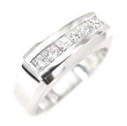 Lab Grown Princess Cut 6-Stone Channel Men's Ring 8mm