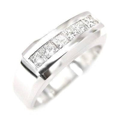 Lab Grown Princess Cut 6-Stone Channel Men's Ring 8mm