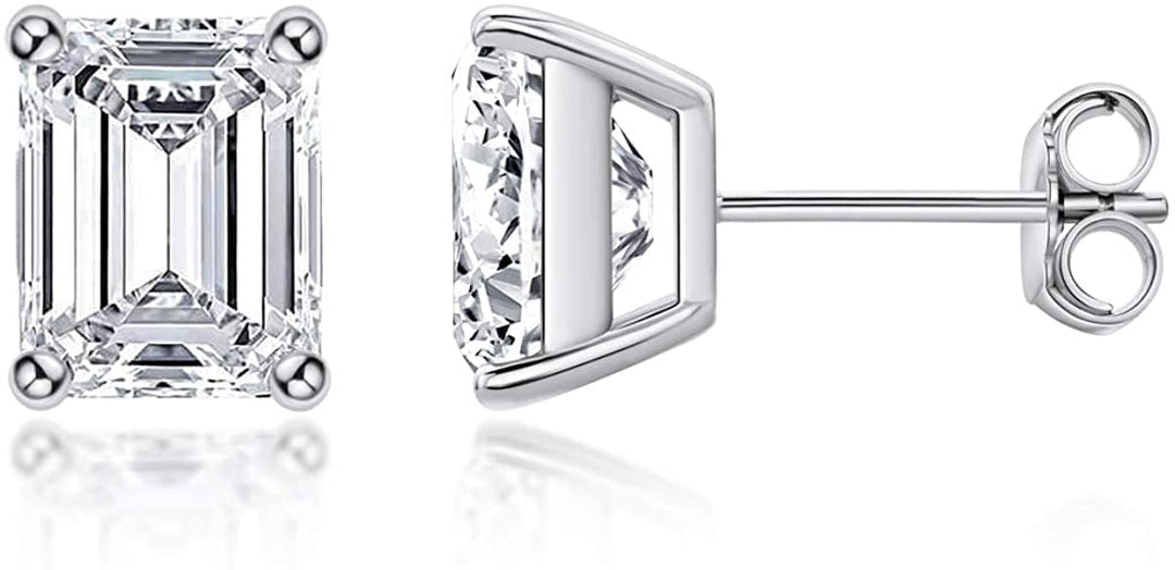 Lab Grown Emerald Cut Stud Earrings