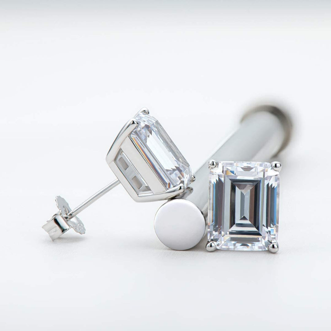 Lab Grown Emerald Cut Stud Earrings